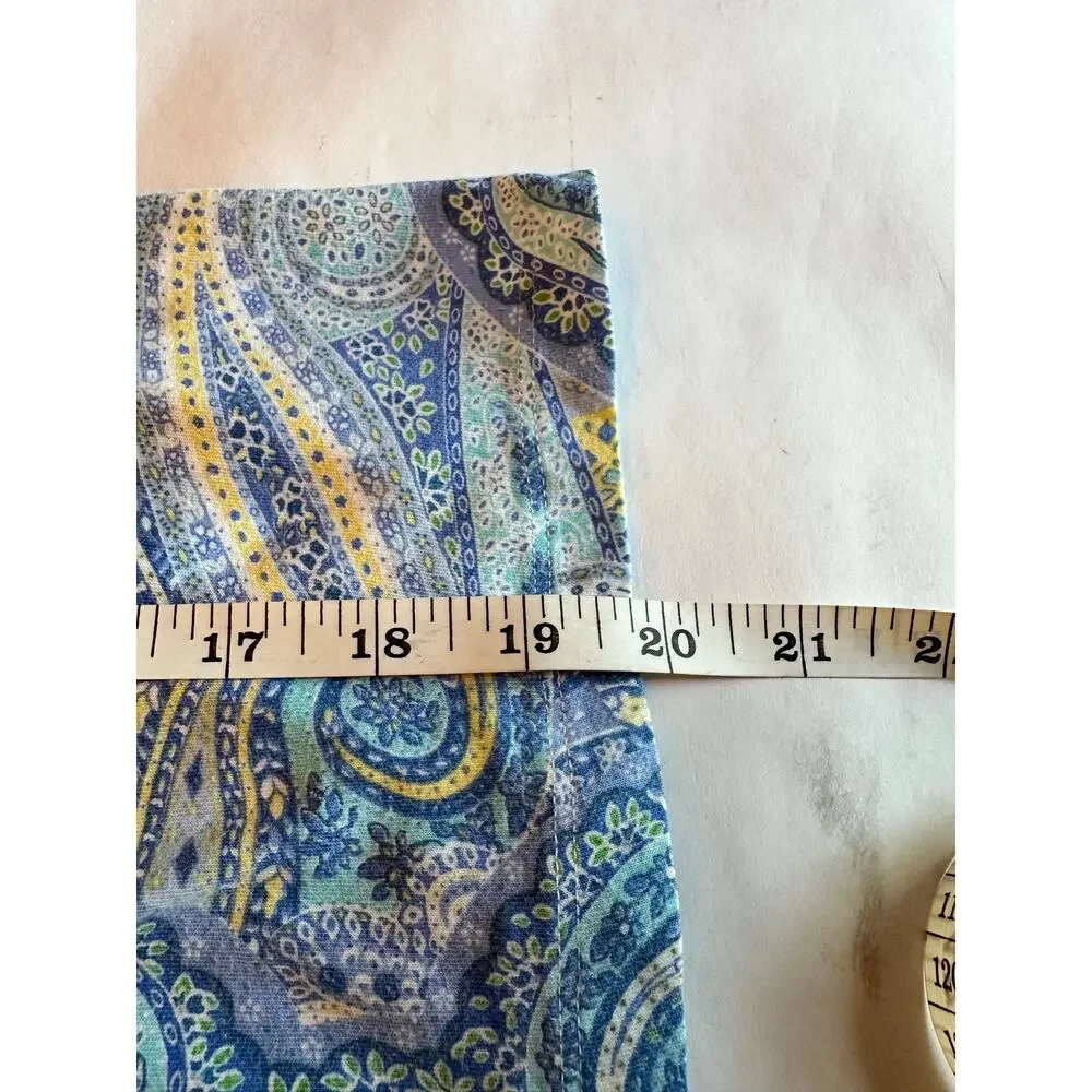 Lauren Ralph Lauren Pajamas Set Blue Yellow Paisley Short Sleeve Capri Pants - Picture 13 of 16
